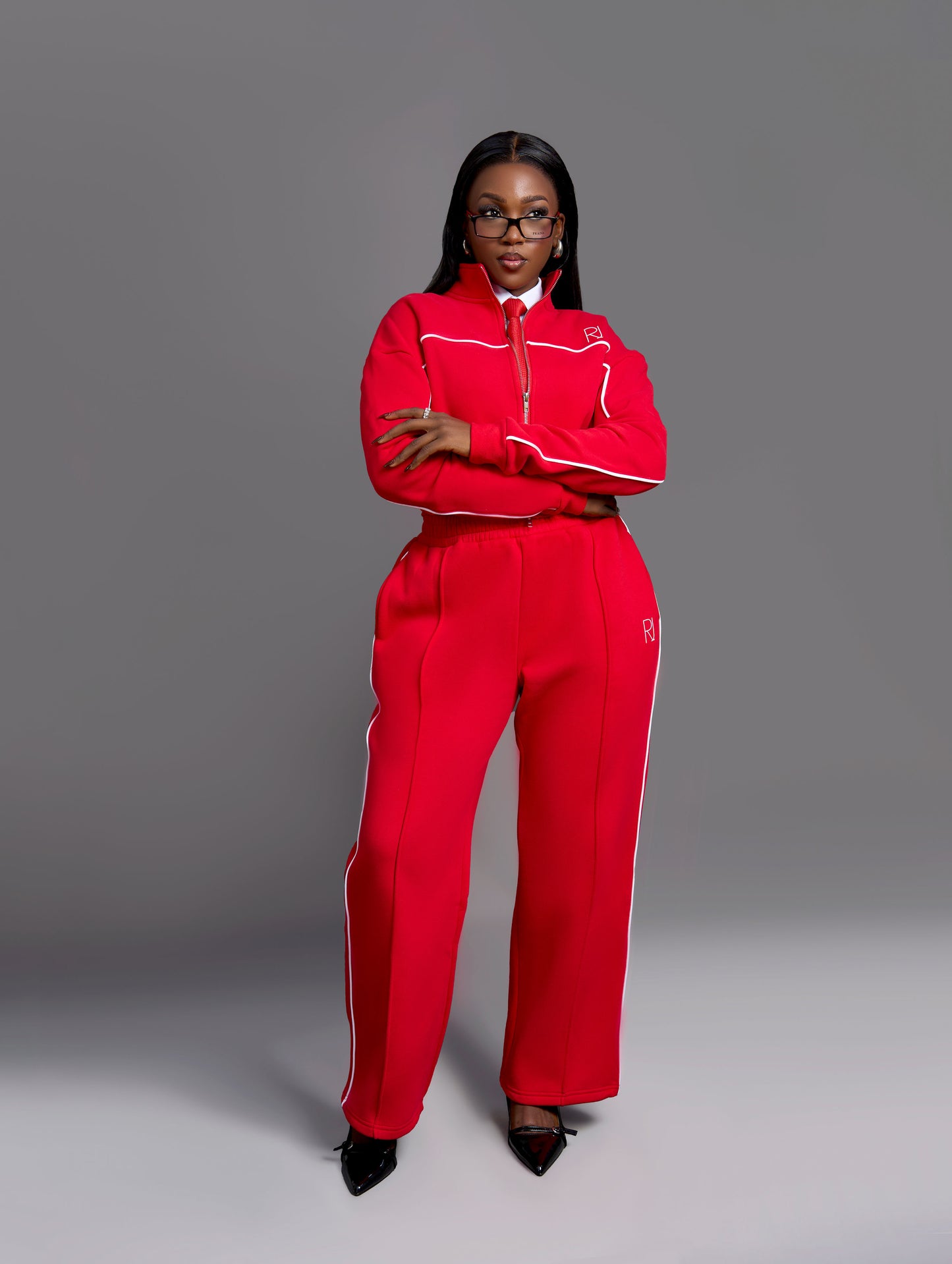 Tailored Sweatsuit Set-Red