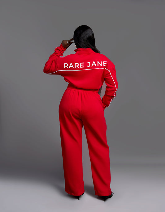 Structured Sweatsuit Set-Red